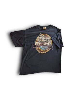 Mount Rushmore Graphic T-Shirt XL Black 100% Cotton Fred Harvey Trading Co.